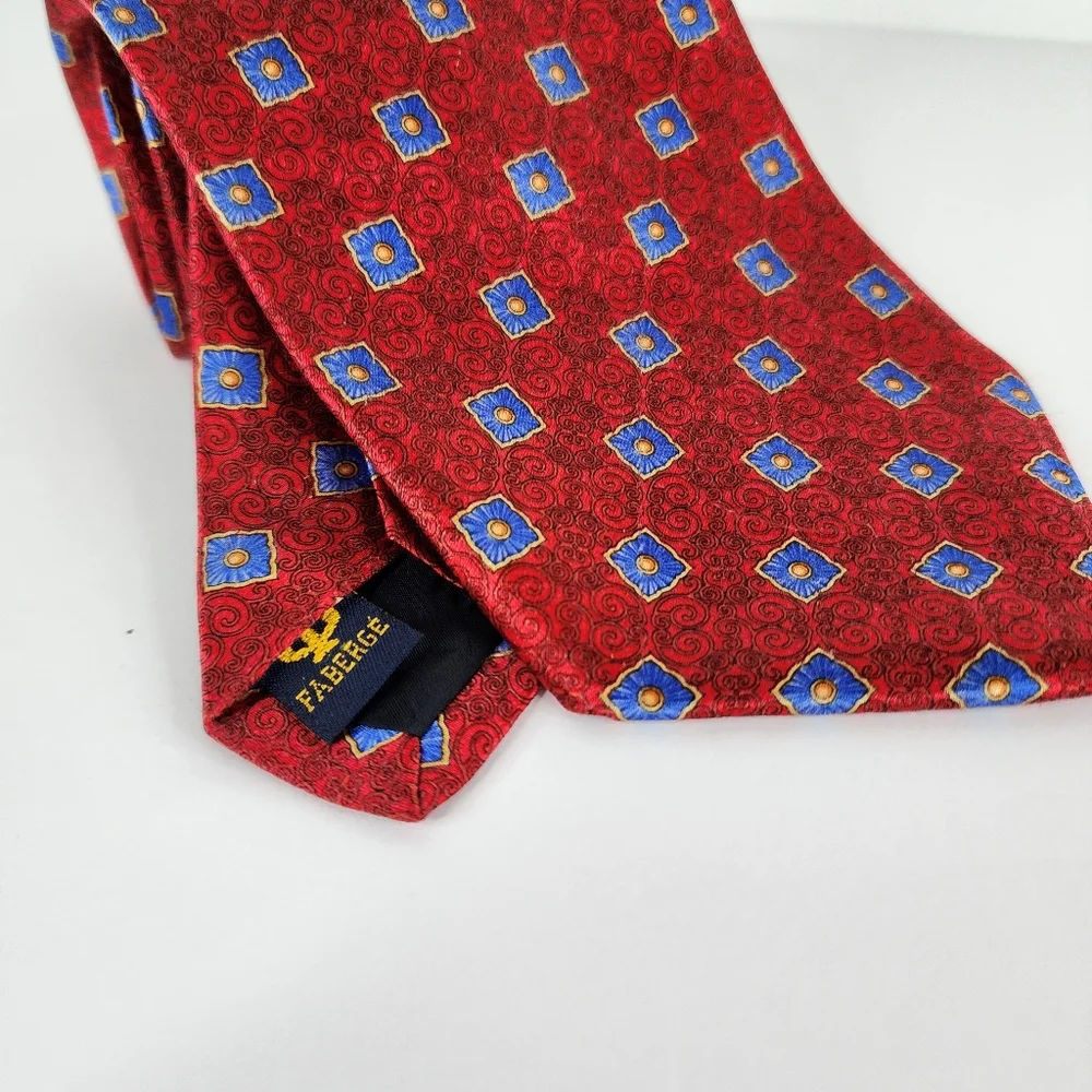 FABERGE Red & Blue Silk Tie.